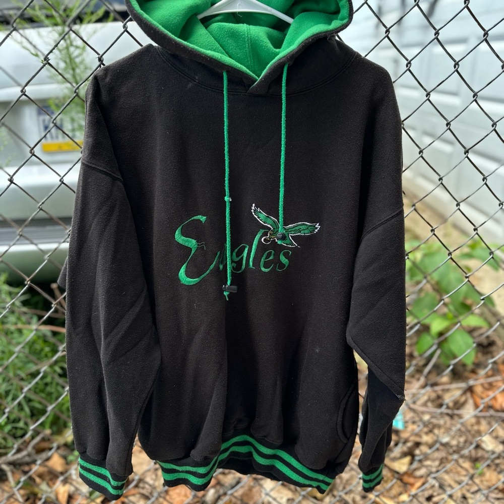 Vintage 90s NFL Kelly Green Philadelphia Eagles Hooded Sweatshirt